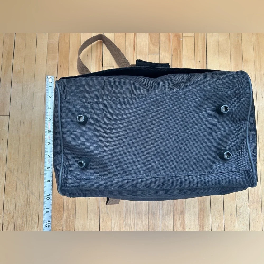 Chaps Black Duffel Bag with Tan Handles and Strap